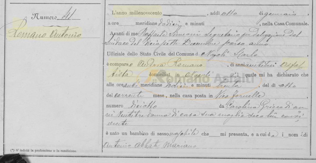 atto-nascita-romano-asfaltista-antonio-storico-archivio-stato-napoli-professione
