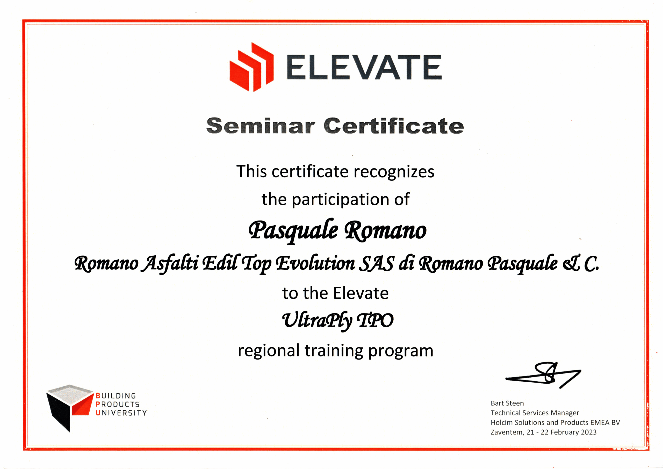certificazione-romano-pasquale-tpo-ultraply-elevate-building-products-university